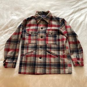 Pendleton wool coat - size large - red blue and grey